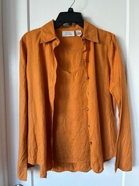 Dana Buchman 2-Piece Linen Set - Marigold/Ochre